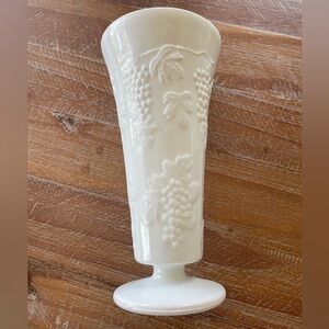 White Embossed milk, glass type Vase